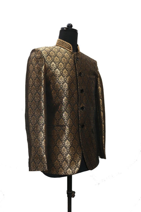 Hand Embroidered Gold Foil Nehru